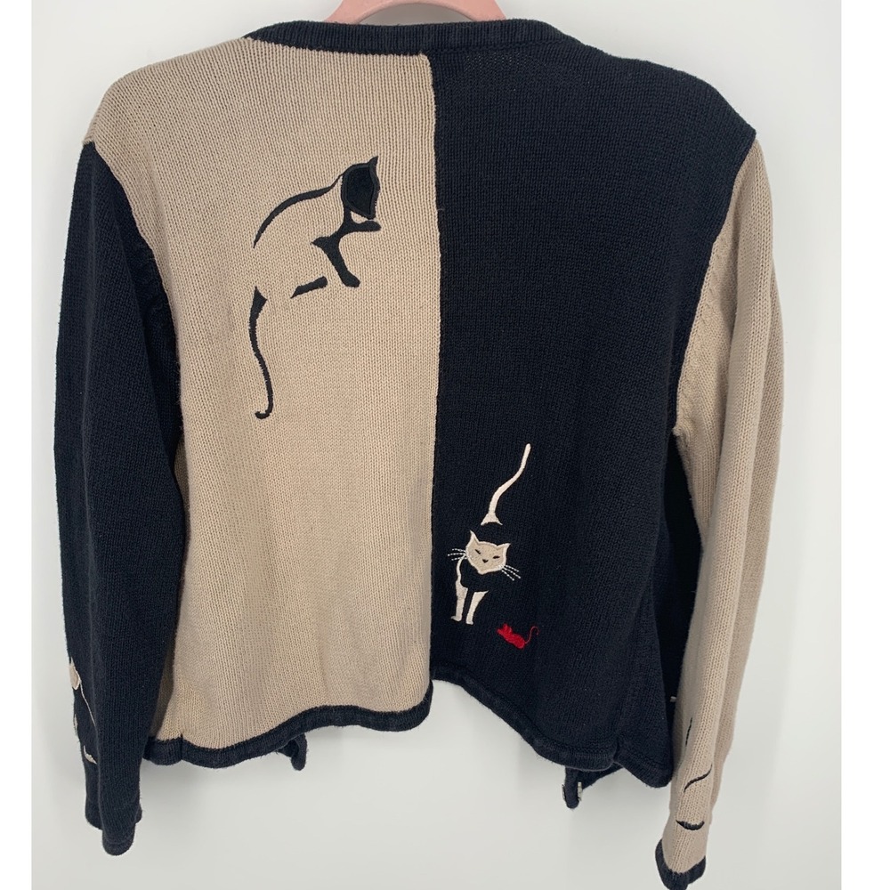Christopher & Banks Cat Button Cardigan Sweater Ramie Cotton Size Medium - Picture 2 of 7